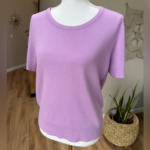 Appleseed's Sweaters - Appleseed’s Soft Acrylic Lilac Short Sleeve Crewneck sweater